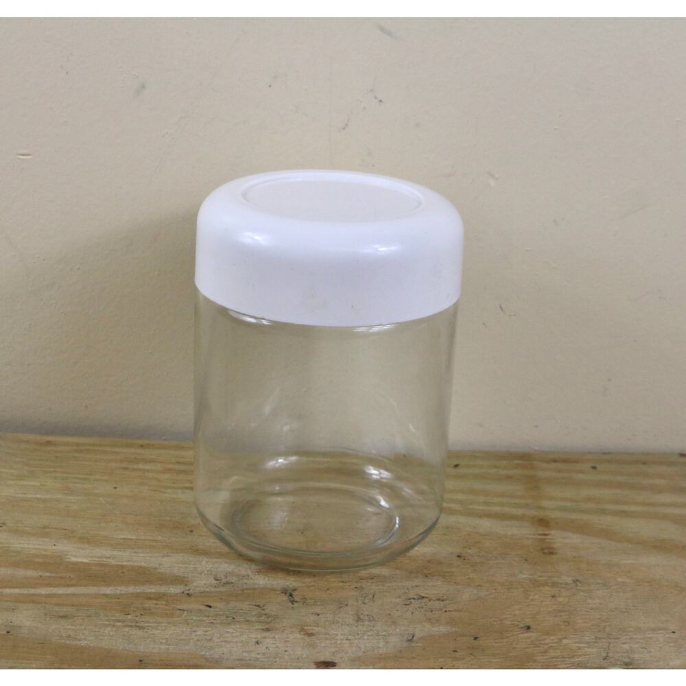 Vintage Heller Designs Massimo Vignelli Glass Jar 56 oz Canister White 7" 70's
